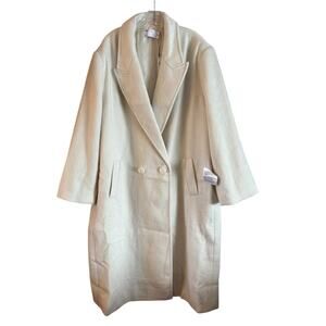 NWT ASOS Edition Women’s Cream Long Coat Double Breasted One Button Size 14